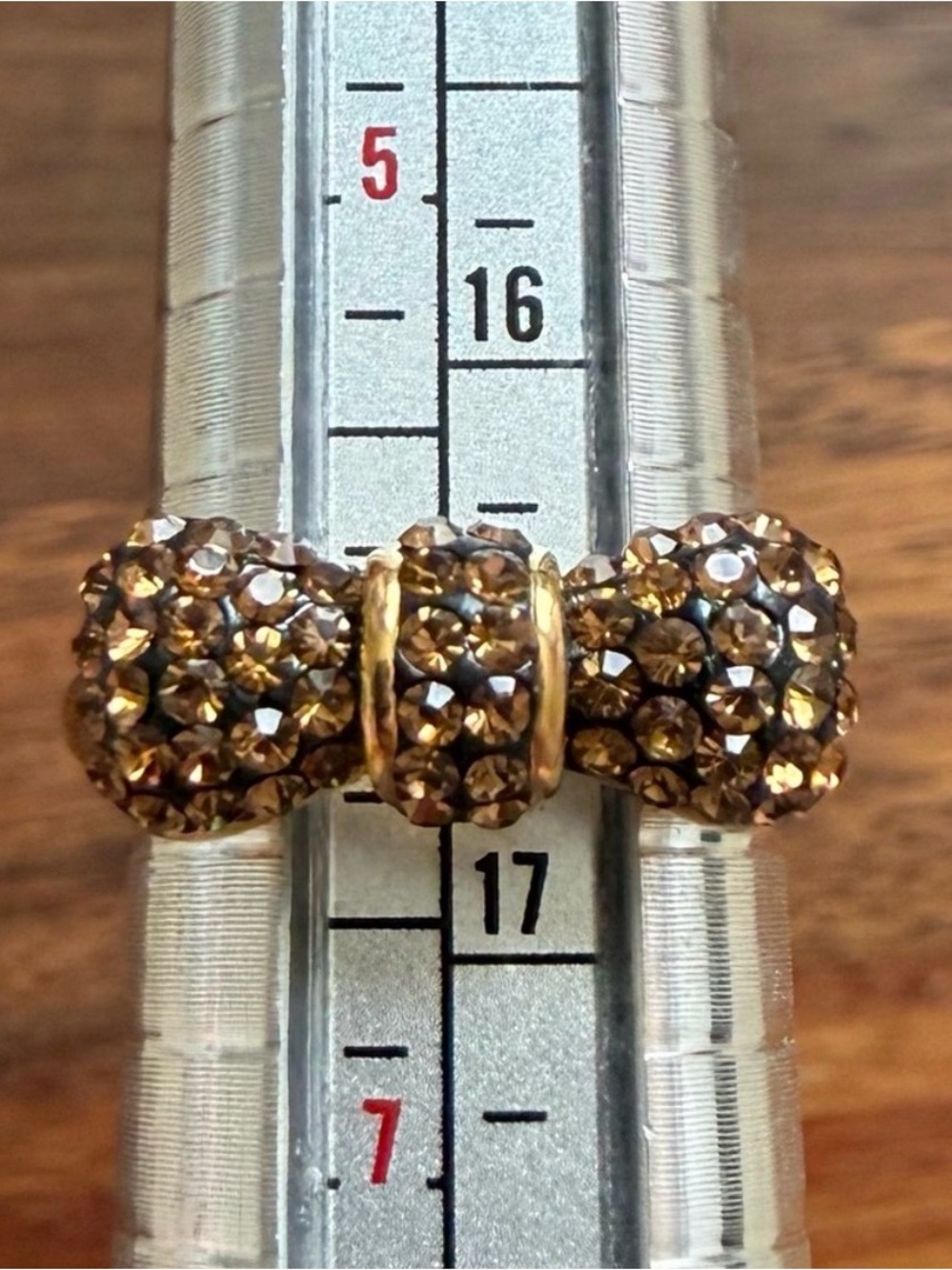 Gold-Tone Brown Pave Rhinestone Bow Ring Multiple Sizes available